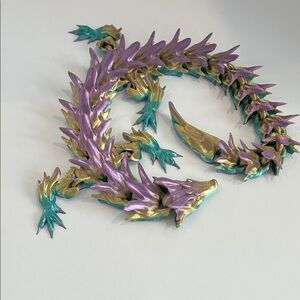 Purple and Gold Spiked Dragon 3D printed